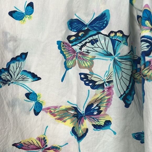 Talbots COTTON BUTTON FRONT SHIRT - EXQUISITE BUTTERFLY - Picture 4 of 6